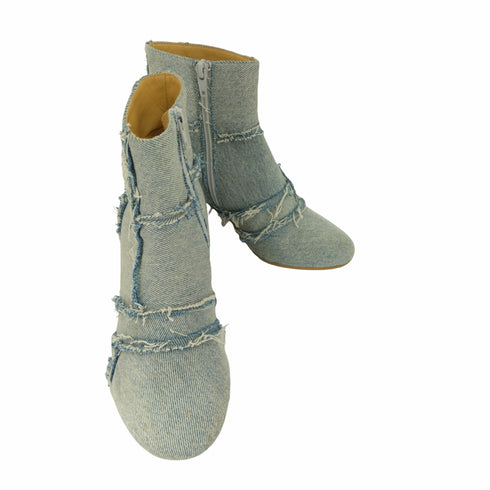 エムエムシックス メゾンマルジェラ MM6 Maison Margiela patchwork denim side zip chunky heel short boots レディース 35 2/1
