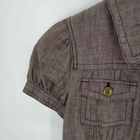 バーバリーブルーレーベル BURBERRY BLUE LABEL クロップド ショートシャツ レディース 36