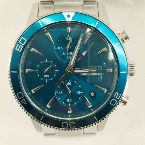 セイコーワイアード SEIKO WIRED クロノグラフ付き ブルーグリーン文字盤 カーブハードレックス 腕時計 メンズ