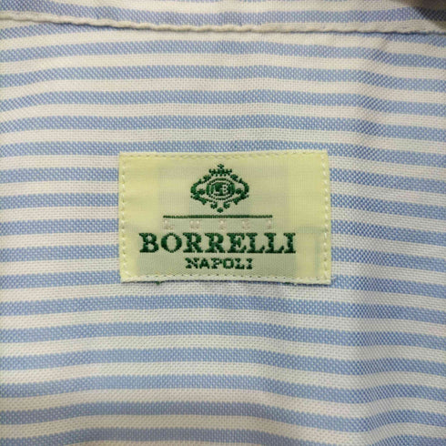 ルイジボレッリ BORRELLI ワイドカラーストライプ長袖シャツ メンズ 14 1/2-37