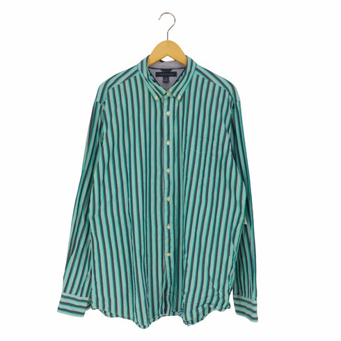 トミーヒルフィガー TOMMY HILFIGER コットン ボタンダウンストライプシャツ メンズ import:XL