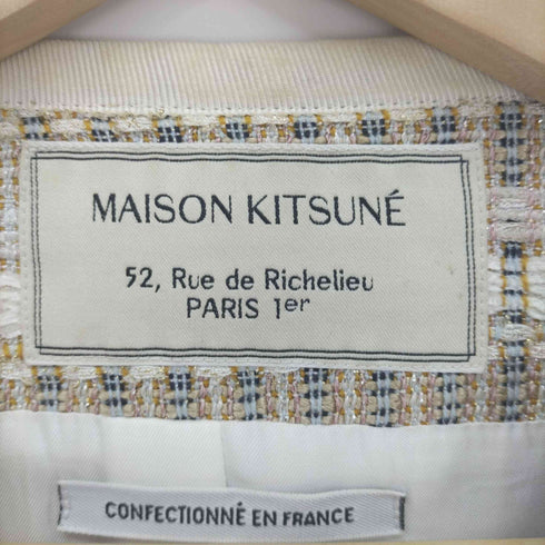 メゾンキツネ maison kitsune ツイード ノーカラージャケット レディース JPN:36