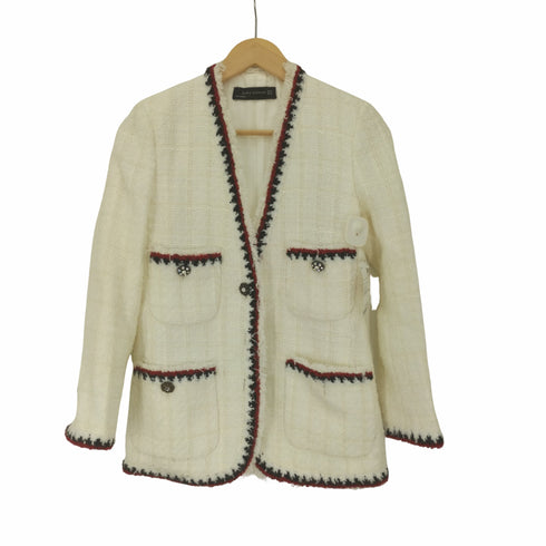 ザラ ZARA ジャガード テーラードジャケット レディース import:XS