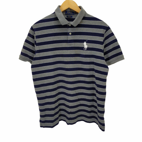 ポロラルフローレン POLO RALPH LAUREN COSTOM FIT ビッグポニー刺繍 ボーダーショートスリーブポロシャツ メンズ import:XL