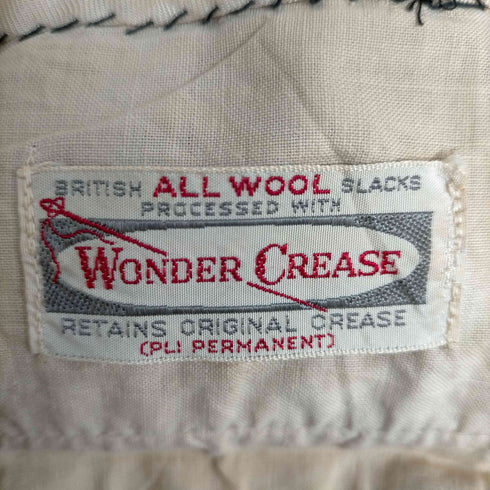 WONDER CREASE 50S~ Lightning zip TALONフック ALL WOOL ギャバジン スラックスパンツ メンズ