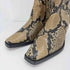 ザラ ZARA snake skin print leather heeled ankle boots スネークスキンプリントレザーヒールアンクルブーツ レディース EUR:36