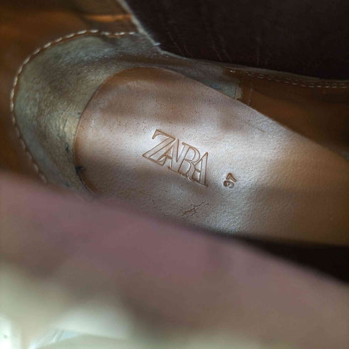 ザラ ZARA ハラコ ロデオ カーフファー カウプリント ショート ブーツ レディース EUR:37
