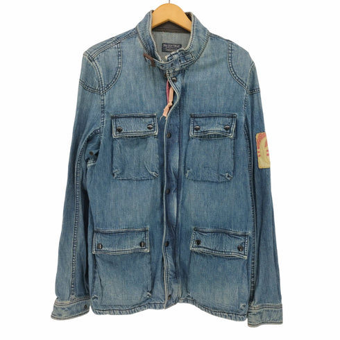 ポロジーンズカンパニーラルフローレン POLO JEANS COMPANY RALPH LAUREN レザー切替 エルボーパッチ デニム サファリ ジャケット メンズ