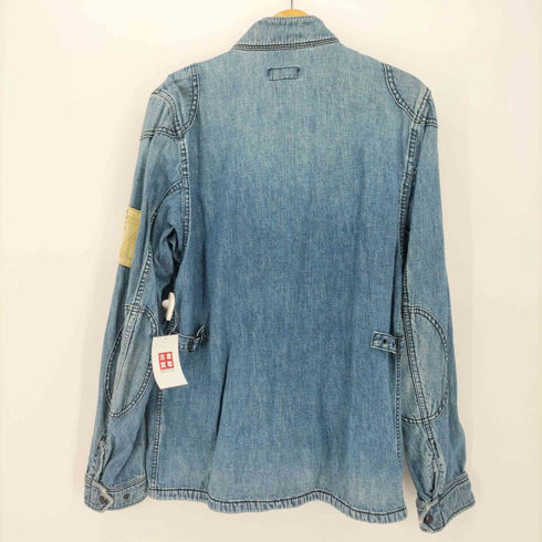 ポロジーンズカンパニーラルフローレン POLO JEANS COMPANY RALPH LAUREN レザー切替 エルボーパッチ デニム サファリ ジャケット メンズ