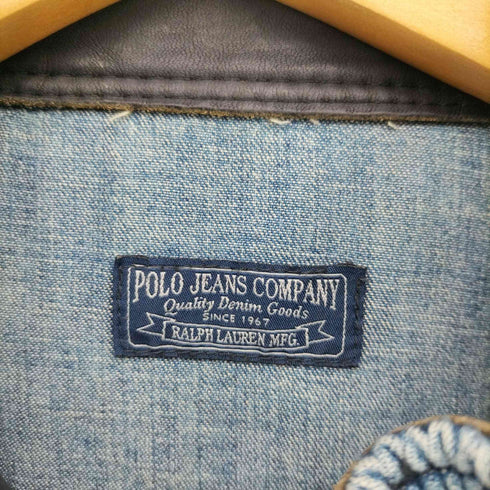 ポロジーンズカンパニーラルフローレン POLO JEANS COMPANY RALPH LAUREN レザー切替 エルボーパッチ デニム サファリ ジャケット メンズ