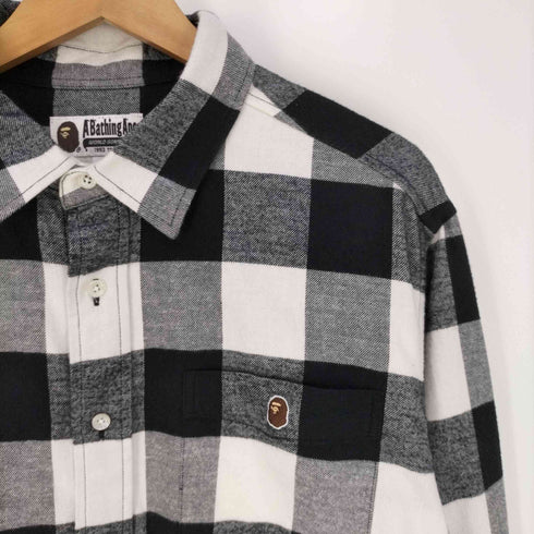 アベイシングエイプ A BATHING APE COLLEGE BLOCK CHECK RELAXED FIT SHIRT カレッジブロックチェックシャツ メンズ JPN:L