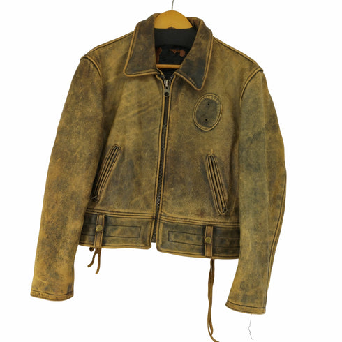裏地キルティング バックレース レザーブルゾン THREE STAR ZIPPER メンズ JPN:M