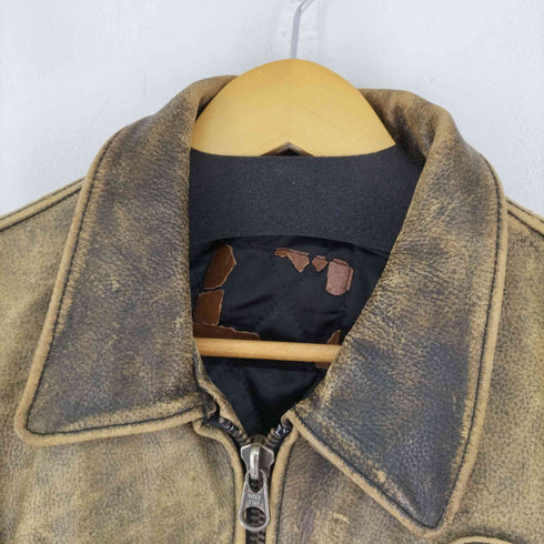 裏地キルティング バックレース レザーブルゾン THREE STAR ZIPPER メンズ JPN:M