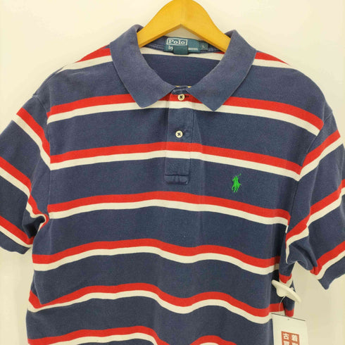 ポロバイラルフローレン Polo by RALPH LAUREN 90S ポニー刺繍 ボーダー S/S ポロシャツ メンズ import:L