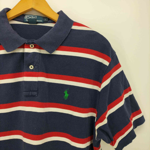 ポロバイラルフローレン Polo by RALPH LAUREN 90S ポニー刺繍 ボーダー S/S ポロシャツ メンズ import:L