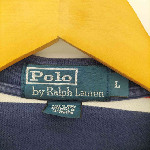 ポロバイラルフローレン Polo by RALPH LAUREN 90S ポニー刺繍 ボーダー S/S ポロシャツ メンズ import:L