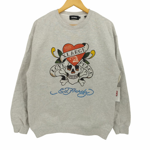 エクストララージ XLARGE CREWNECK SWEAT クルーネック タトゥー スカル プリント ラインストーン スウェット Y2K メンズ JPN:M