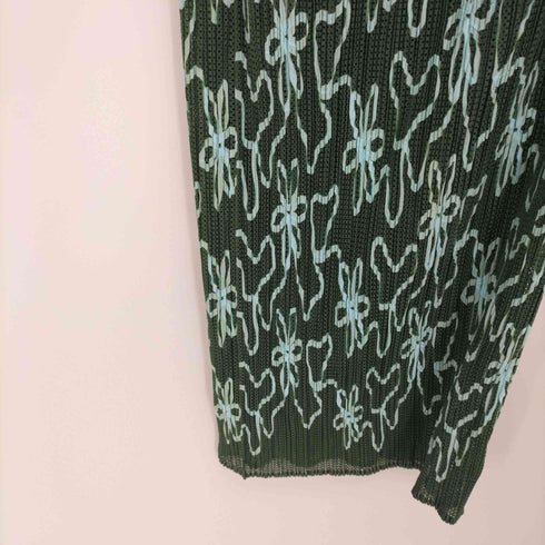 プリーツプリーズイッセイミヤケ PLEATS PLEASE ISSEY MIYAKE 2000SS 花柄 フラワープリント メッシュ リボンテープ プリーツスカート レディース JPN:2