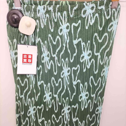 プリーツプリーズイッセイミヤケ PLEATS PLEASE ISSEY MIYAKE 2000SS 花柄 フラワープリント メッシュ リボンテープ プリーツスカート レディース JPN:2