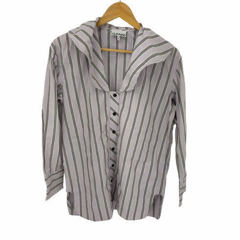 ガニー Ganni 21AW ストライプ セーラーカラー L/S ブラウス レディース 32
