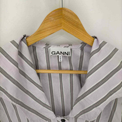 ガニー Ganni 21AW ストライプ セーラーカラー L/S ブラウス レディース 32