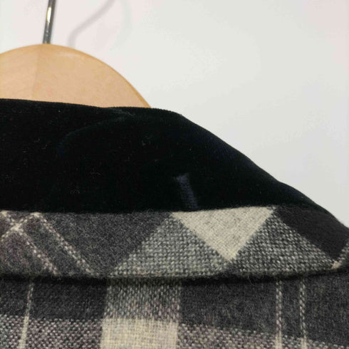 イヴサンローラン Yves Saint Laurent 80-90s ベロア切替 チェック柄 ダブルチェスターコート レディース 9A3