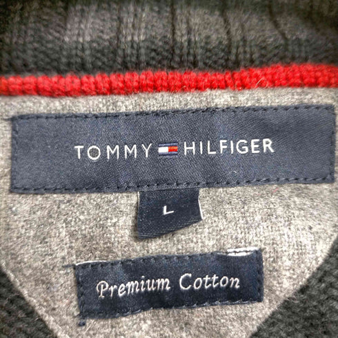 トミーヒルフィガー TOMMY HILFIGER PREMIUM COTTON ロゴ刺繍 ドライバーズニット メンズ import:L