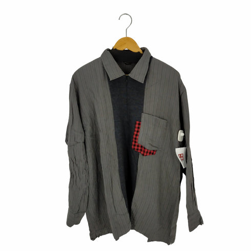 コムデギャルソンオムプリュス COMME des GARCONS HOMME PLUS 93AW ハーフジップ ニット切替ストライプシャツ メンズ