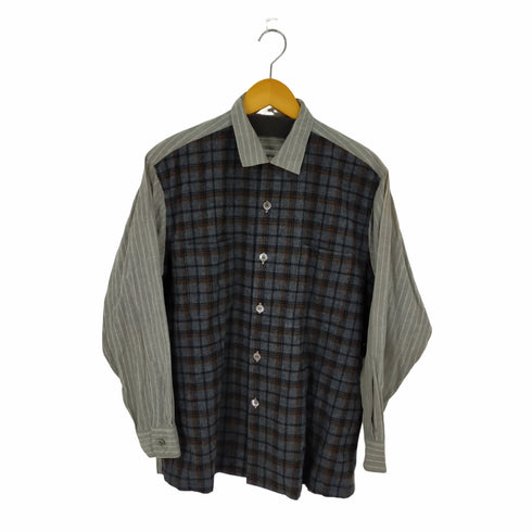 コムデギャルソンオム COMME des GARCONS HOMME AD1999 99AW ウール混 切替チェックストライプシャツ メンズ
