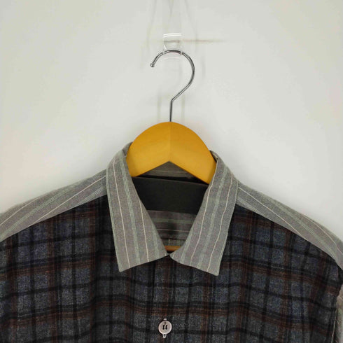 コムデギャルソンオム COMME des GARCONS HOMME AD1999 99AW ウール混 切替チェックストライプシャツ メンズ