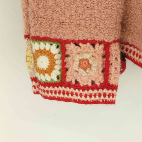 ピンクハウス PINK HOUSE いちご花 ニットパーカー クロシェット レディース