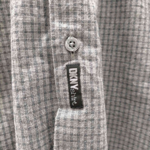 ダナキャランニューヨーク DKNY OLD 香港製 チェック柄 長袖 ボタンダウンシャツ メンズ import:S