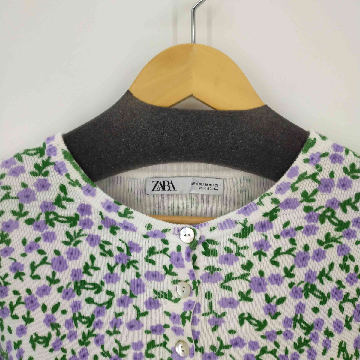 ザラ ZARA フラワージャガードニットカーディガン レディース M