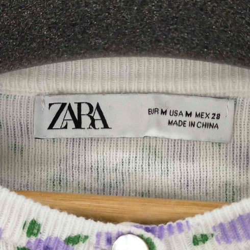 ザラ ZARA フラワージャガードニットカーディガン レディース M