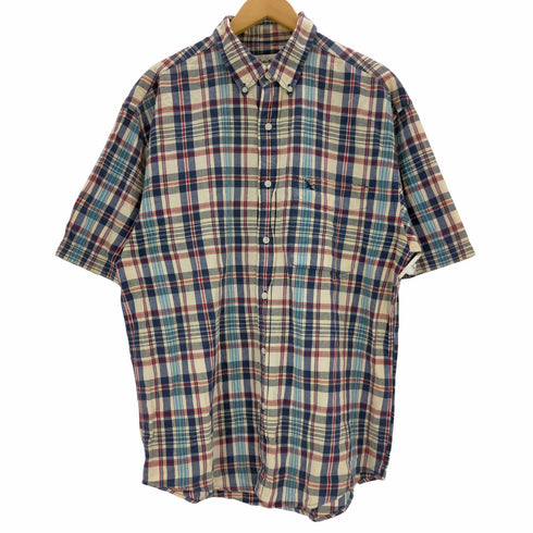 エディーバウアー Eddie Bauer 90s 白タグ ボタンダウンチェック半袖シャツ メンズ JPN:M