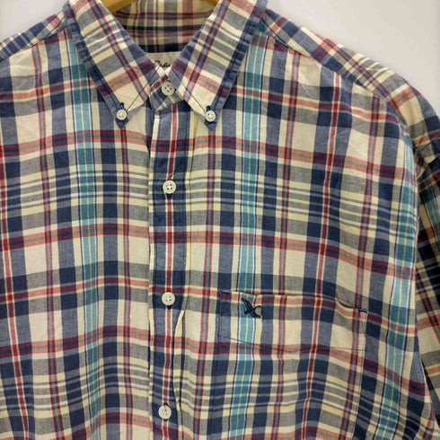 エディーバウアー Eddie Bauer 90s 白タグ ボタンダウンチェック半袖シャツ メンズ JPN:M