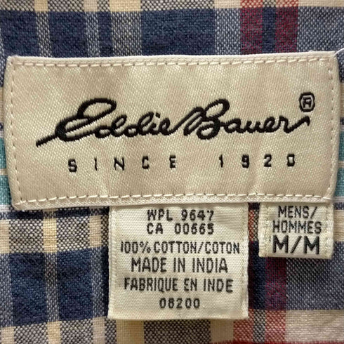 エディーバウアー Eddie Bauer 90s 白タグ ボタンダウンチェック半袖シャツ メンズ JPN:M