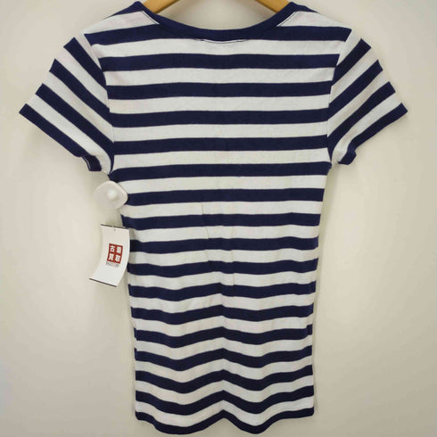 ラルフローレン RALPH LAUREN ポニー刺繍 Vネック ボーダー ショートスリーTシャツ レディース import:S