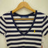 ラルフローレン RALPH LAUREN ポニー刺繍 Vネック ボーダー ショートスリーTシャツ レディース import:S