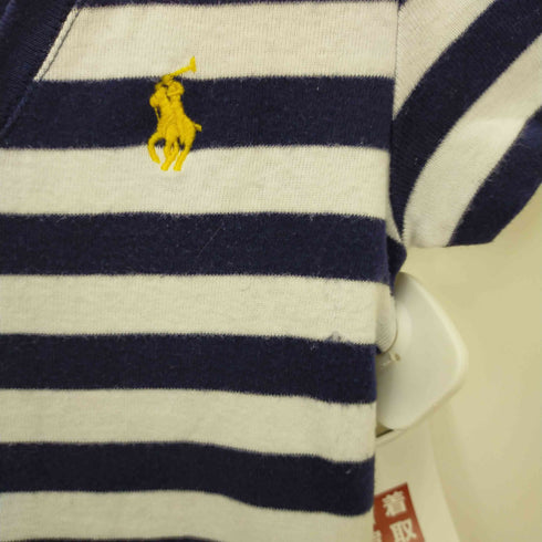 ラルフローレン RALPH LAUREN ポニー刺繍 Vネック ボーダー ショートスリーTシャツ レディース import:S
