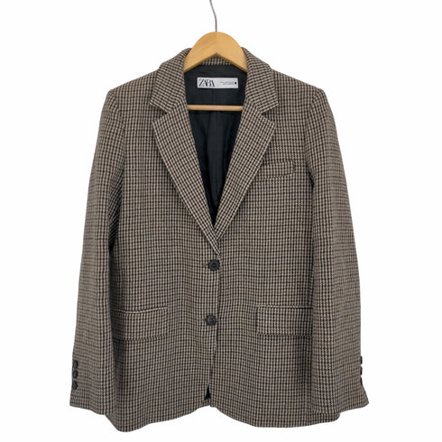 ザラ ZARA 千鳥格子 2Bテーラードジャケット レディース import:M