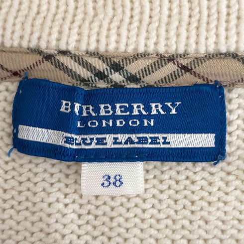 バーバリーブルーレーベル BURBERRY BLUE LABEL ワンポイント刺繍 コットンアクリルカーディガン レディース 38