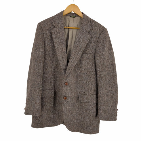ハリスツイード Harris Tweed USA製 ヘリンボーン ツイード クルミボタン 2Bシングルテーラードジャケット メンズ