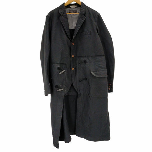 コムデギャルソンオムプリュス COMME des GARCONS HOMME PLUS AD2013 13AW ポリ縮絨 再構築 ドッキングコートジャケット 黒の自由 メンズ JPN:L