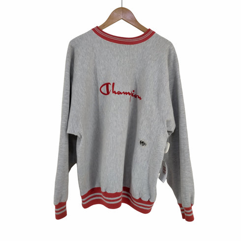 チャンピオン Champion USA製 刺繍タグ REVERSE WEAVE スクリプトロゴ リブライン クルーネックスウェット メンズ import:XL