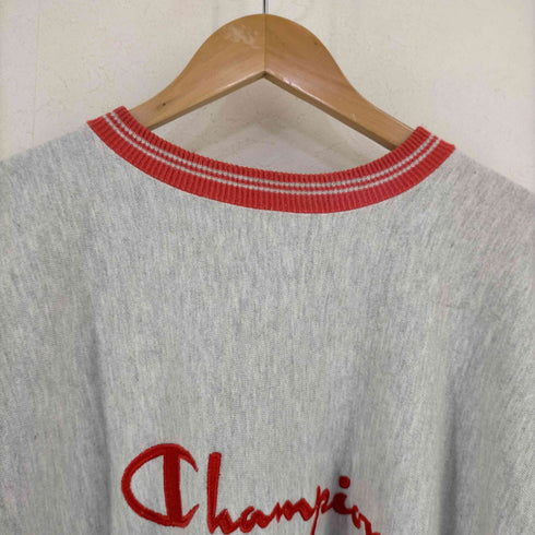 チャンピオン Champion USA製 刺繍タグ REVERSE WEAVE スクリプトロゴ リブライン クルーネックスウェット メンズ import:XL