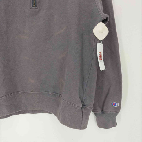 チャンピオン Champion 90S USA製 青タグ スプリクトロゴ 刺繍 ハーフジップ スウェット メンズ import:L