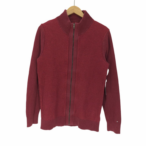 トミーヒルフィガー TOMMY HILFIGER リブニット 切替 ジップアップ コットン ニット ドライバーズ メンズ import:L