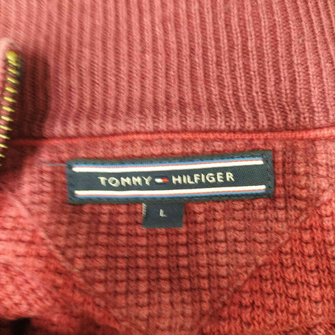 トミーヒルフィガー TOMMY HILFIGER リブニット 切替 ジップアップ コットン ニット ドライバーズ メンズ import:L