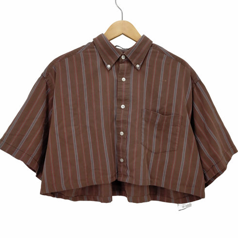 ドッカーズ DOCKERS ビックシルエット短丈ボタンダウン半袖シャツ レディース L